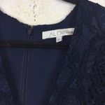 Alexis  Nadege Blue Crochet Lace Midi Dress Small Cocktail Mermaid Wedding Photo 4