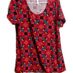 LuLaRoe ‎ Red Geometric Short Sleeve Top Photo 0