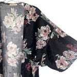 Newbury Kustom Women’s Black Velvet Floral Open Front Kimono Cardigan Photo 4
