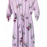 Bobeau Lavender Floral Ruched Midi Dress S Photo 2