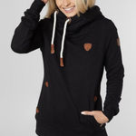 Wanakome  Black Hoodie with Patterned Interior Photo 0