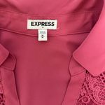 EXPRESS  Pink Lace Detail Button Down Shirt Photo 5