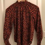 Loft NWT Leopard Print Blouse Petite Work High Neck Photo 2