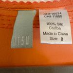 Itsu Silk Bright Orange Embellished Coastal Vacation Resortwear Blouse Top L Size 8 Photo 3