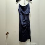 Alice + Olivia Dion Ruched Midi Slip Dress Navy Size 4 Photo 1