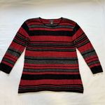 Paraphrase  Women’s Crochet Tunic Sweater M Rayon & Acrylic Blend Red /Gray/Black Photo 1