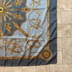 None Vintage Horse Tack Scarf Blue/Gold 32x32 Photo 1