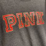 PINK - Victoria's Secret  Dark Heather Gray Red Holiday Logo Crewneck Sweater XS Photo 2