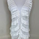 Y2k Cream Open Weave Tie Front Sweater Vest Small/ Medium Photo 0