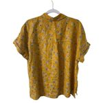 Rachel Zoe Golden Yellow Floral Button Shirt L100% Linen Boho Cottagecore NWOT Photo 1