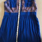 Charming Charlie  mini blue dress with lilac overlay on top size L new Photo 6