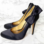 Badgley Mischka  Black Satin Calton Side‎ Bow Pumps Sz 6.5 Photo 0