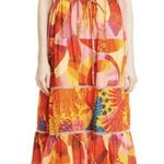 Farm Rio  Patch Twirl Midi Dress Tiered Puff Short Sleeves Sz Small Photo 0