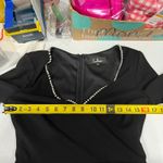 Lulus  Romantic Intention Black Pearl Bell Sleeve Skater Dress Size Medium Photo 7