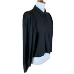 ZARA  Black Long Sleeve‎ Button Front Blouse Women’s Medium Boho Ruffle Shoulder Photo 2