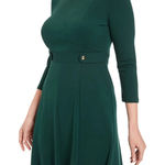 London Style Green Fit & Flare Dress Size 4 Classic Midi Long Sleeve Elegant Photo 0