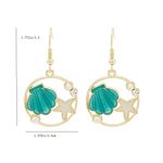Seashell & starfish pendant drop hallow round shape gold plated earrings‎ faux f Size undefined Photo 3