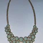 ALDO Seafoam and Gold Statement Necklace Green Gemstone Wedding Photo 0