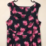 Torrid  Women’s Roses Floral Print Micro Dot Defined Waist Pleated Tank Dress Photo 1