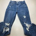 Abercrombie & Fitch A&F High Rise Mom Jean 25 Regular Ripped Dark Wash Photo 3