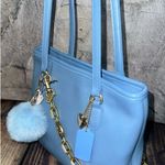 VINTAGE LEATHER BAG # RARE COLOR LIGHT BLUE COACH CHAIN Photo 0