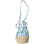 Aerie  Blue Tie Dye Straw‎ Bucket Bag Drawstring Mini Purse OS Photo 1