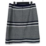 J.Crew  Striped Nautical A Lined Knee Length Pencil Tweed Skirt 8 T Blue White Photo 3