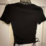 ZARA  ruched ribbed t-shirt black, Size Small Photo 4