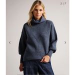 Ted Baker Wool Sweater Womens Size Large Blue Turtleneck Warm Winter Photo 1
