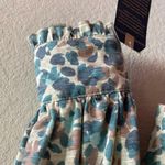 Democracy Long Cuffed Sleeve V-Neck Abstract Teal Multi Printed Knit Top XL Photo 6