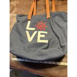 GH Bass & Co Nautical Tote Bag Love Boat Wheel Canvas Shopper Purse Blue Photo 11