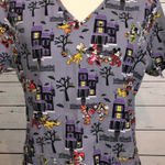 Disney ‎ Small Scrub Top Uniform Shirt Halloween S Photo 0