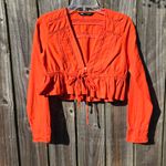 ZARA  Orange Lace Detaill Long Sleeve Cotton Top S Photo 1