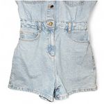 ZARA  Denim Short Sleeve Button Up Romper Photo 6