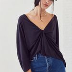 Silence + Noise URBAN OUTFITTERS  Dark Gray Stretch Jersey Twist in Time Knot Top Photo 9