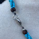 Lee Sands Paua Abalone Shell Pendant Turquoise Blue Beaded Necklace Signed 18” Photo 2