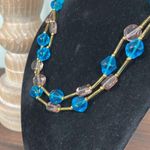Aqua blue and light purple glass beaded layered necklace Photo 2
