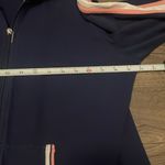 Gloria Vanderbilt Retro Style Navy 3/4 Sleeve Zip Up Hoodie with Pink & White Accents, Size Medium Photo 2