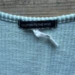 Caution to the Wind  Women's Short Sleeve Striped Turquoise Blue Dress Size M Photo 2