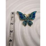 NWT Blue Rhinestone Butterfly Brooch Sparkle Crystal Pin Vintage Style Photo 2