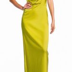 Gianni Bini  Halter Cowl Neck Satin Slip Maxi Dress Chartreuse Photo 0