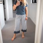 LAKE Pajama bottoms elastic waist stripe nautical navy white L casual fall Blue Size L Photo 1
