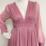 Faeriesty Dusty Rose VNeck Shear Long Sleeve Bridesmaid Dress Ruched A Photo 4