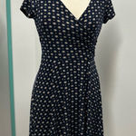Kaileigh Azaria Navy Faux Wrap Geometric Print Dress Photo 0