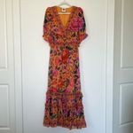 Anthropologie NWOT Farm Rio Floral Dream Short Sleeve Maxi Dress Yellow Floral Photo 3