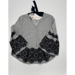 ZARA Woman Striped Lace Trim Bell Sleeve V Neck Tie Back Blouse Top Size S Photo 5
