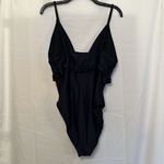 J.Crew  Ruffle One-Piece Swimsuit Bathing Suit Navy Blue Removable Pads Size 12‎ Photo 2