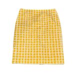 Talbots  Mustard Yellow White Window Pane Geometric Fully Lined Pencil Skirt 8 Photo 0