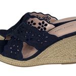 Draper James Emily Eyelet Blue Denim Walkable Wedge Sandals Size 9 NWB Photo 1