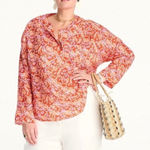 J.Crew  Long -sleeve ramie tunic top in painted‎ block print Photo 0
